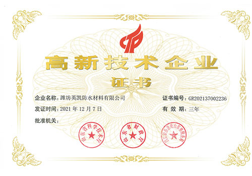 高新技术企业证书